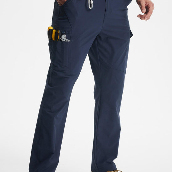 MASKERT Men's Work Pants Hiking Cargo Pants Water Resistant Stretch Outdoor Trousers with 9 Pockets - Navy Blue - 40W*30L