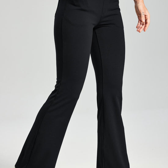 MASKERT Women's Fleece Lined Bootcut Pants,High Waisted Stretch Casual Pants,Warm Winter Pants with 4 Pockets - Black - XXL