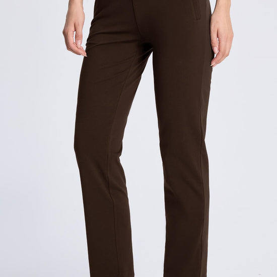 MASKERT Women¡¯s Fleece Lined Pants, High Waisted Stretch Casual Pants, Warm Straight Leg Tapered Pants for Winter, Golf, Hiking & Daily Wear - Brown - XS - 29