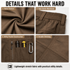 YAPPO Men's Work Pants, Water-Resistant Stretch Hiking Cargo Pants with 9 Pockets - Brown - image 4