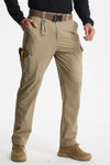 MASKERT Men's Work Pants Hiking Cargo Pants Water Resistant Stretch Outdoor Trousers with 9 Pockets - Stone Khaki - 42W*30L