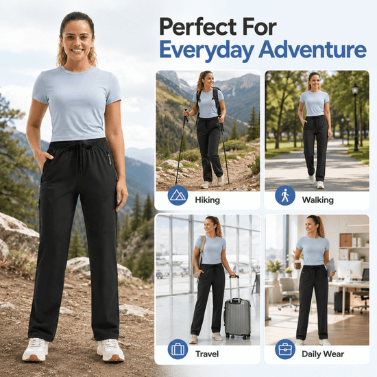 YAPPO Women's Hiking Pants Lightweight Quick Dry Cargo Pants, Water Resistant UPF 50+ Travel Outdoor Pants with 5 Zipper…