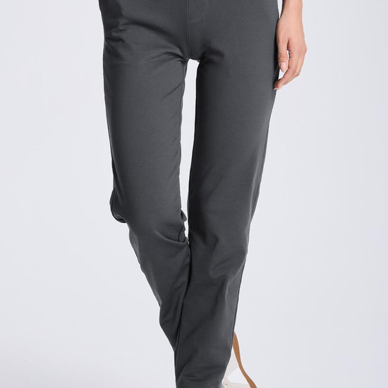 MASKERT Women¡¯s Fleece Pants, High Waisted Casual Straight Leg Pants with Stretch, Warm Fleece Lined Slim Fit Pants with Zipper Pockets for Work Golf Hiking Daily Wear - Dark Gray - S - 31