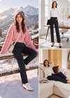 MASKERT Women’s Fleece Lined Pants, High Waisted Stretch Casual Pants, Warm Straight Leg Tapered Pants for Winter, Golf, Hiking & Daily Wear