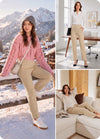 MASKERT Women’s Fleece Lined Pants, High Waisted Stretch Casual Pants, Warm Straight Leg Tapered Pants for Winter, Golf, Hiking & Daily Wear
