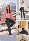 MASKERT Women’s Fleece Lined Pants, High Waisted Stretch Casual Pants, Warm Straight Leg Tapered Pants for Winter, Golf, Hiking & Daily Wear