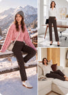 MASKERT Women’s Fleece Lined Pants, High Waisted Stretch Casual Pants, Warm Straight Leg Tapered Pants for Winter, Golf, Hiking & Daily Wear