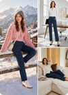 MASKERT Women’s Fleece Lined Pants, High Waisted Stretch Casual Pants, Warm Straight Leg Tapered Pants for Winter, Golf, Hiking & Daily Wear