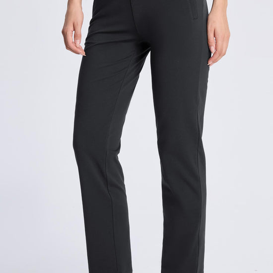 MASKERT Women¡¯s Fleece Lined Pants, High Waisted Stretch Casual Pants, Warm Straight Leg Tapered Pants for Winter, Golf, Hiking & Daily Wear - Dark Gray - XXL - 29