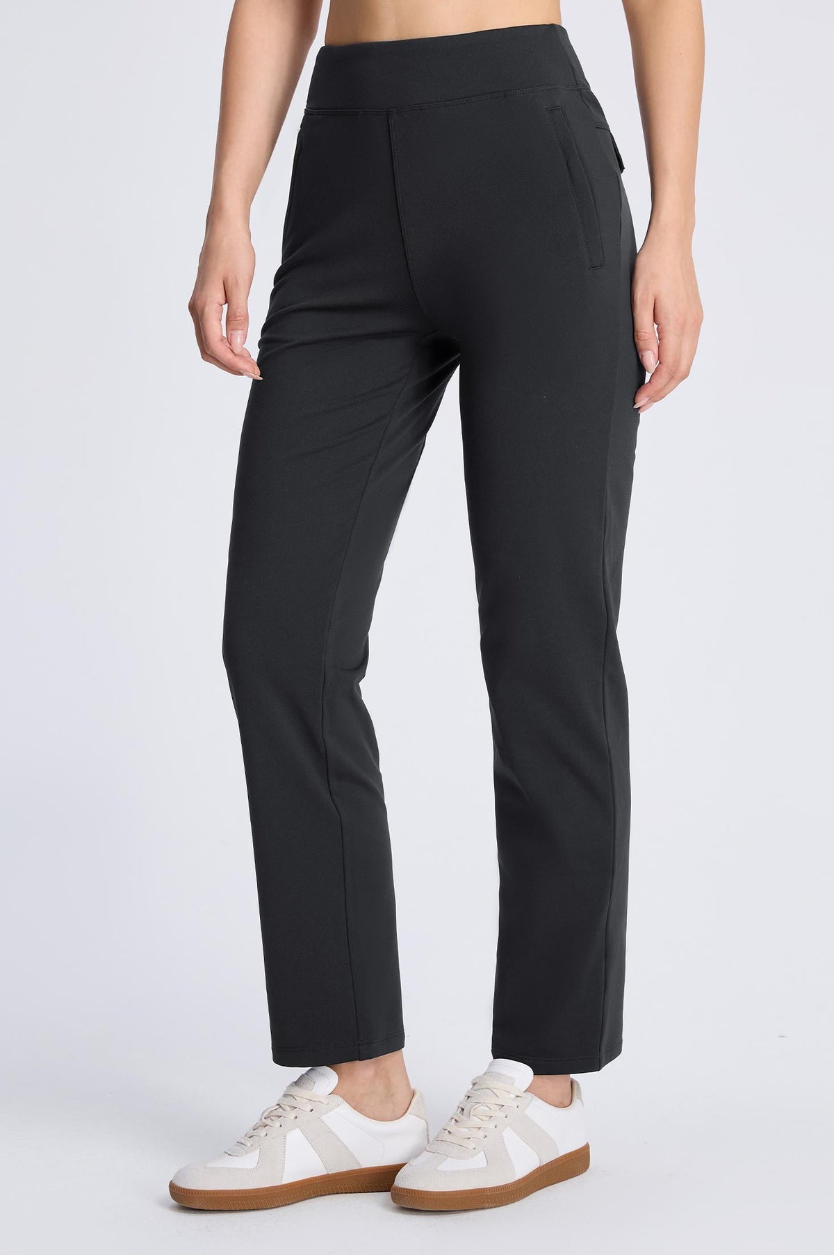 MASKERT Women¡¯s Fleece Lined Pants, High Waisted Stretch Casual Pants, Warm Straight Leg Tapered Pants for Winter, Golf, Hiking & Daily Wear - Dark Gray - XXL - 29