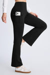 MASKERT Women¡¯s Fleece Lined Flare Pants, High Waist Stretch Casual Pants with Cargo Pockets, Soft Warm Bootcut Pants for Fall Winter - Black - S - 29