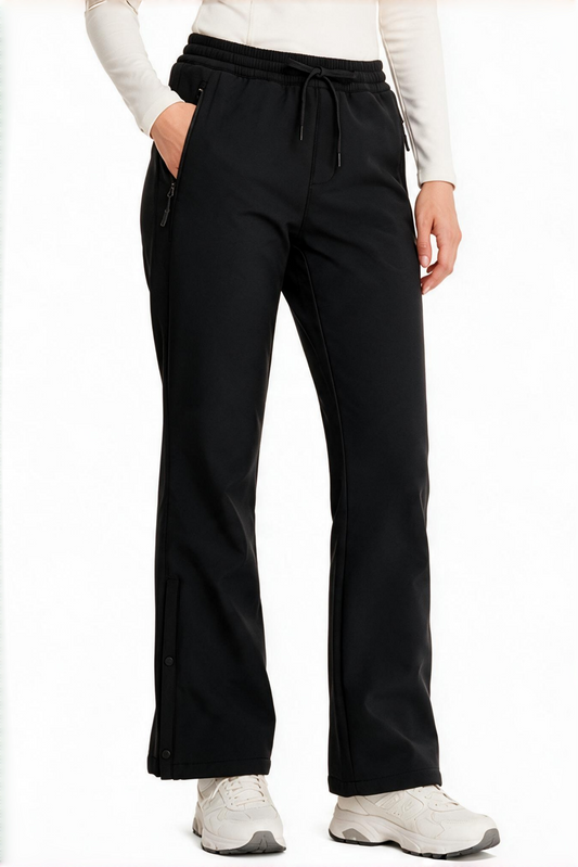 YAPPO Women's Fleece Lined Hiking Pants, Stretch Softshell Bootcut Pants with Zipper Pockets for Winter