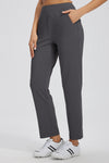 MASKERT Women's Stretchy Casual Pants, High Waisted Ankle Pants with 4 Pockets, Lightweight Travel Work Pants for Women, Business Casual Pants for Office and Golf - Dark Grey - XS - 27