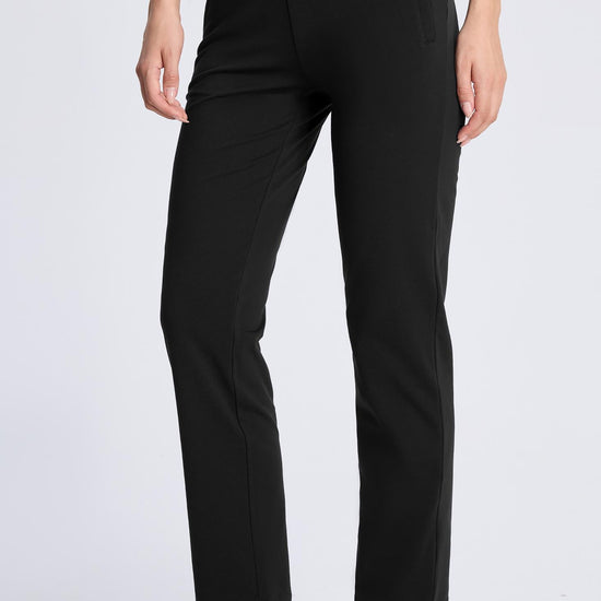 MASKERT Women¡¯s Fleece Lined Pants, High Waisted Stretch Casual Pants, Warm Straight Leg Tapered Pants for Winter, Golf, Hiking & Daily Wear - Black - L - 29