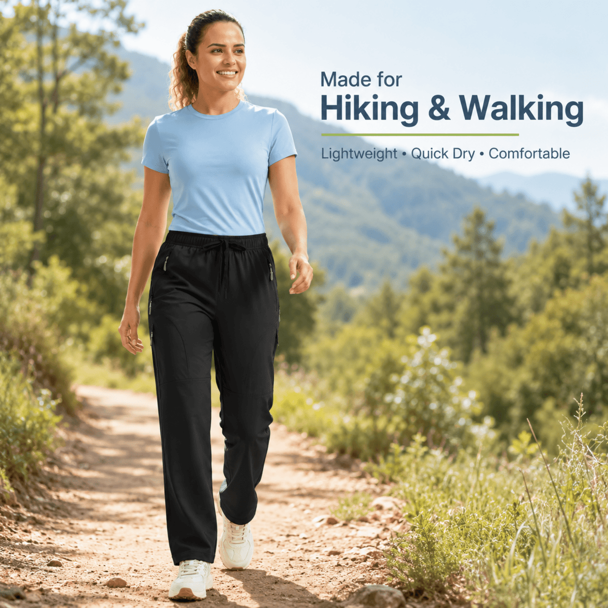 YAPPO Women's Hiking Pants Lightweight Quick Dry Cargo Pants, Water Resistant UPF 50+ Travel Outdoor Pants with 5 Zipper…