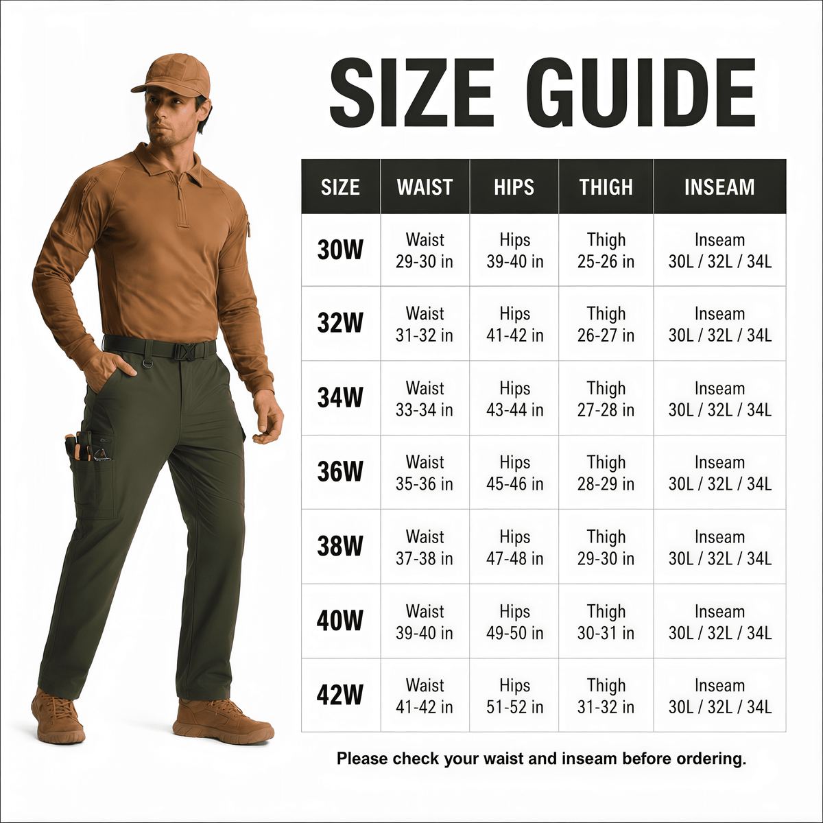 YAPPO Men's Work Pants, Water-Resistant Stretch Hiking Cargo Pants with 9 Pockets - Army Green - image 9