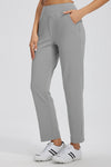 MASKERT Women's Stretchy Casual Pants, High Waisted Ankle Pants with 4 Pockets, Lightweight Travel Work Pants for Women, Business Casual Pants for Office and Golf - Grey - XS - 27