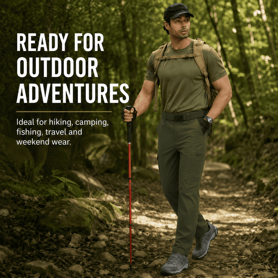 YAPPO Men's Work Pants, Water-Resistant Stretch Hiking Cargo Pants with 9 Pockets - Army Green - image 8