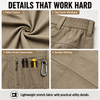 YAPPO Men's Work Pants, Water-Resistant Stretch Hiking Cargo Pants with 9 Pockets - Stone Khaki - image 4