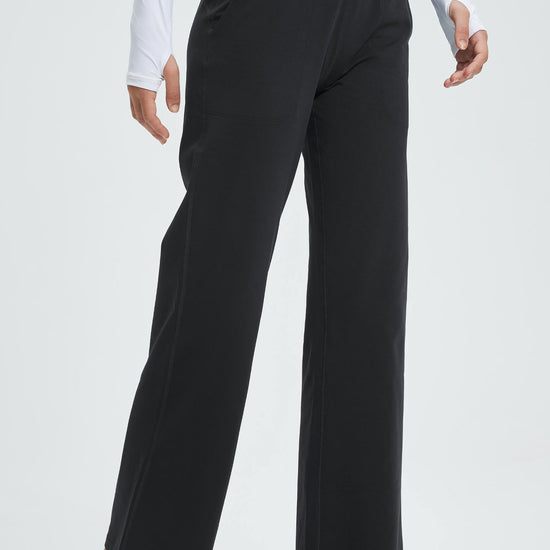 MASKERT Women¡¯s High-Waist Fleece-Lined Straight Leg Pants - Dark Gray - XL