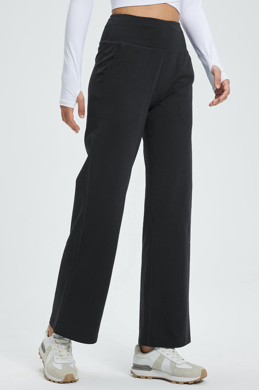 MASKERT Women¡¯s High-Waist Fleece-Lined Straight Leg Pants - Dark Gray - XL