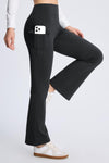 MASKERT Women¡¯s Fleece Lined Flare Pants, High Waist Stretch Casual Pants with Cargo Pockets, Soft Warm Bootcut Pants for Fall Winter - Dark Gray - L - 29