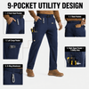 YAPPO Men's Work Pants, Water-Resistant Stretch Hiking Cargo Pants with 9 Pockets - Navy Blue - image 7