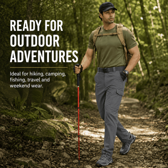YAPPO Men's Work Pants, Water-Resistant Stretch Hiking Cargo Pants with 9 Pockets - Dark Grey - image 4