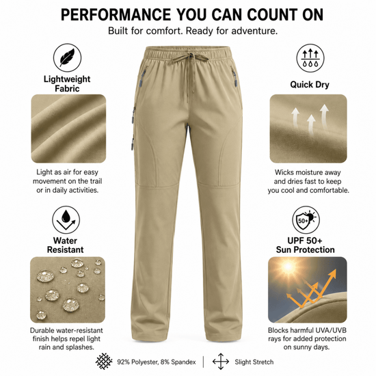 YAPPO Women's Hiking Pants Lightweight Quick Dry Cargo Pants, Water Resistant UPF 50+ Travel Outdoor Pants with 5 Zipper…