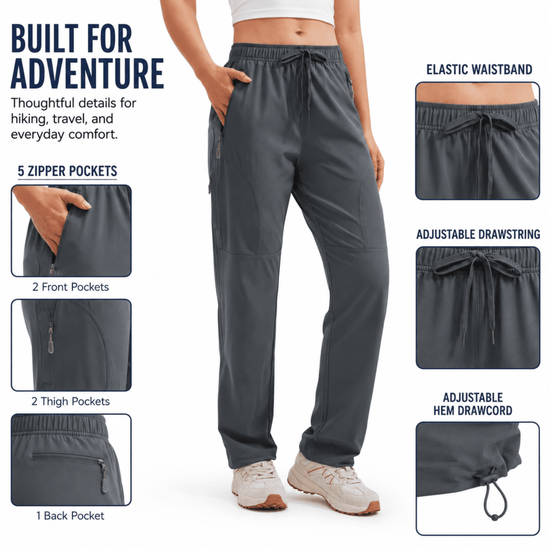 YAPPO Women's Hiking Pants Lightweight Quick Dry Cargo Pants, Water Resistant UPF 50+ Travel Outdoor Pants with 5 Zipper…