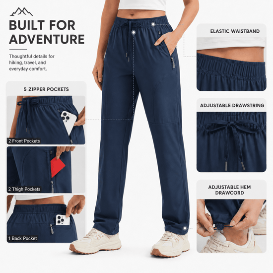 YAPPO Women's Hiking Pants Lightweight Quick Dry Cargo Pants, Water Resistant UPF 50+ Travel Outdoor Pants with 5 Zipper…