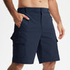 MASKERT Men's Hiking Cargo Shorts with Pockets Work Shorts | 9 Inch, Elastic Waistband, Water Resistant, Sun Protection, Quick Dry, Travel, Casual, Fishing - Navy Blue - 40