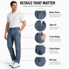 YAPPO Men's Stretch Dress Pants, Quick Dry Business Casual Slacks, Straight Fit for Office, Golf & Travel, 30" Inseam