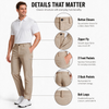 YAPPO Men's Stretch Dress Pants, Quick Dry Business Casual Slacks, Straight Fit for Office, Golf & Travel, 30" Inseam