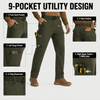 YAPPO Men's Work Pants, Water-Resistant Stretch Hiking Cargo Pants with 9 Pockets - Army Green - image 5