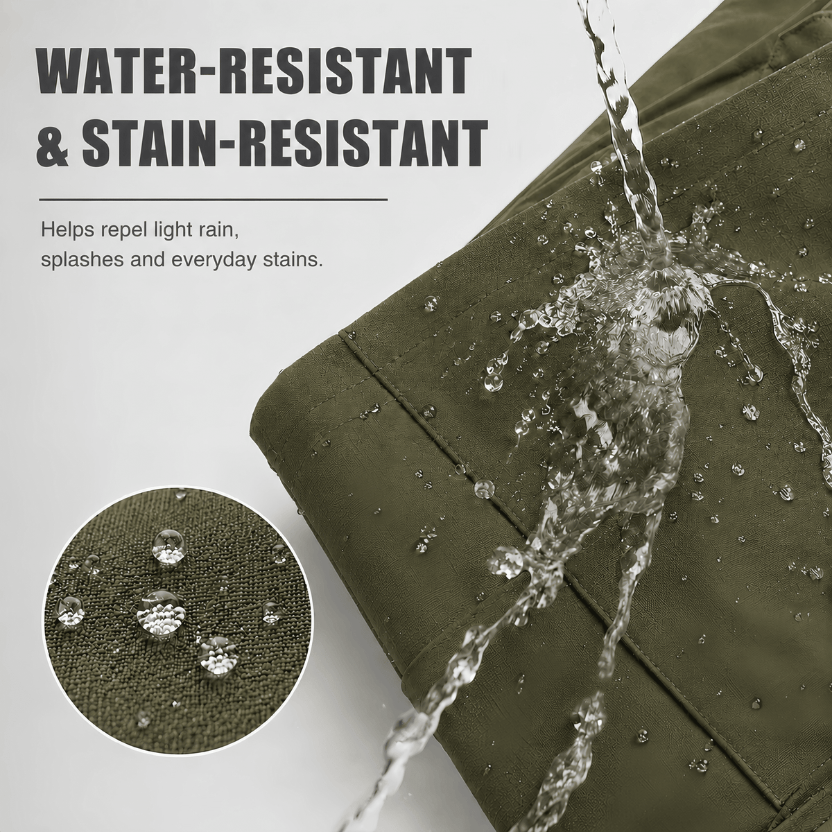 YAPPO Men's Work Pants, Water-Resistant Stretch Hiking Cargo Pants with 9 Pockets - Olive Green - image 3