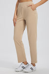 MASKERT Women's Stretchy Casual Pants, High Waisted Ankle Pants with 4 Pockets, Lightweight Travel Work Pants for Women, Business Casual Pants for Office and Golf - Khaki - M - 25