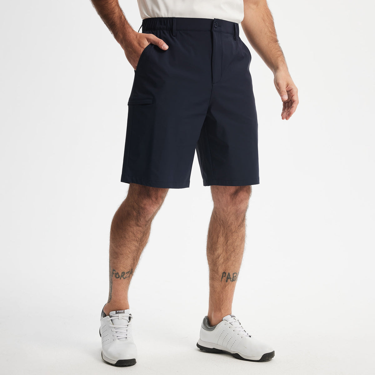 MASKERT Men's Golf Shorts 9 Inch, Quick Dry Stretch Casual Shorts with UPF 50+ Sun Protection, Lightweight Outdoor Athletic Shorts with Zipper Pocket for Golf Hiking - Navy Blue - 40