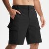 MASKERT Men's Hiking Cargo Shorts with Pockets Work Shorts | 9 Inch, Elastic Waistband, Water Resistant, Sun Protection, Quick Dry, Travel, Casual, Fishing - Black - 38