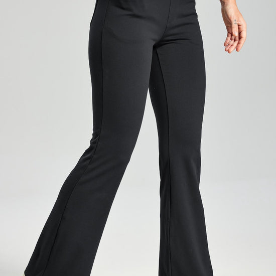 MASKERT Women's Fleece Lined Bootcut Pants,High Waisted Stretch Casual Pants,Warm Winter Pants with 4 Pockets - Dark Gray - XXL