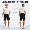 MASKERT Men's Golf Shorts 9 Inch, Quick Dry Stretch Casual Shorts with UPF 50+ Sun Protection, Lightweight Outdoor Athletic Shorts with Zipper Pocket for Golf Hiking