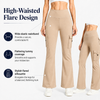MASKERT Women's Fleece Lined Flare Pants, High Waisted Stretch Casual Pants, Water Resistant Warm Pants with 4 Pockets for Outdoor Travel and Daily Wear