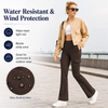 MASKERT Women's Fleece Lined Flare Pants, High Waisted Stretch Casual Pants, Water Resistant Warm Pants with 4 Pockets for Outdoor Travel and Daily Wear