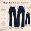 MASKERT Women’s High-Waist Fleece-Lined Straight Leg Pants