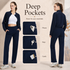 MASKERT Women’s High-Waist Fleece-Lined Straight Leg Pants