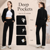 MASKERT Women’s High-Waist Fleece-Lined Straight Leg Pants