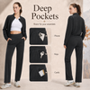 MASKERT Women’s High-Waist Fleece-Lined Straight Leg Pants