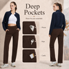 MASKERT Women’s High-Waist Fleece-Lined Straight Leg Pants
