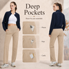 MASKERT Women’s High-Waist Fleece-Lined Straight Leg Pants