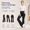 MASKERT Women's Fleece Lined Flare Pants, High Waisted Stretch Casual Pants with Zipper Pockets, Soft Warm Bootcut Pants for Fall Winter
